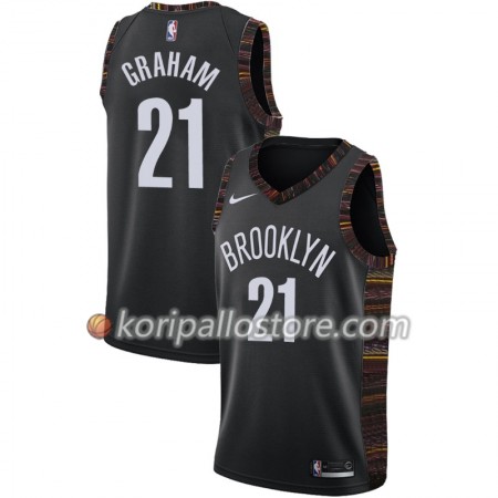 Brooklyn Nets Treveon Graham 21 2018-19 Nike City Edition Musta Miesten Pelipaidat Swingman 